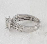 14kt White Gold Womens Princess Diamond Halo Bridal Wedding Engagement Ring Band Set 1.00 Cttw